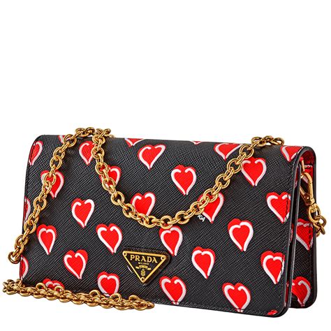 Prada Heart Print Saffiano Leather Mini